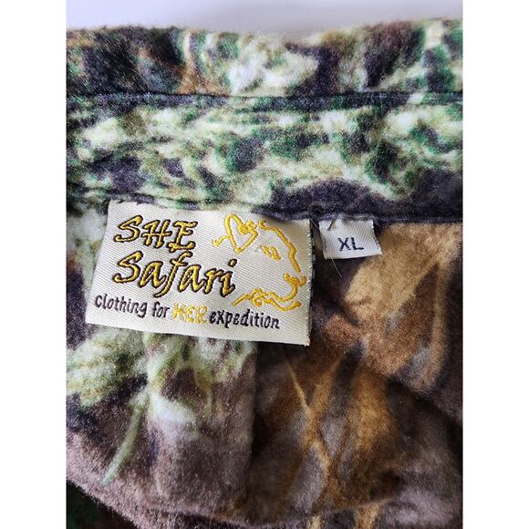 SHE SAFARI Brown Woodland Camo Hunting Casual Outdoor Expedition Top SZ XL - Picture 6 of 11